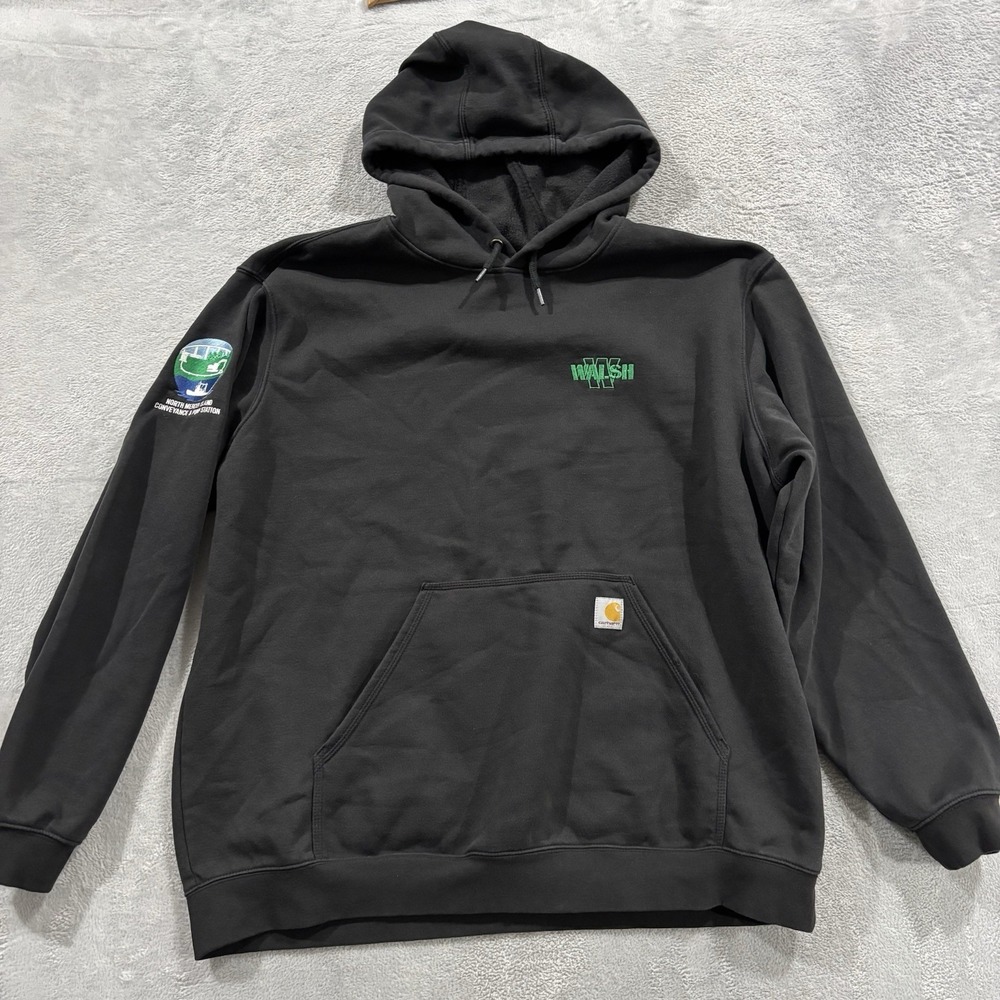 Carhartt Hoodie Men's 2XL Loose Fit Pullover Pockets Logo Heavyweight Black